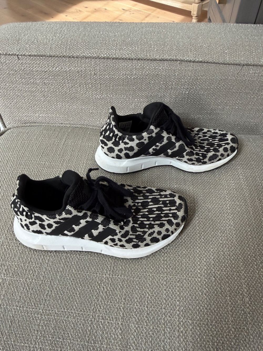 adidas Black & White Leopard Print Knit Runners - Picture 2 of 5